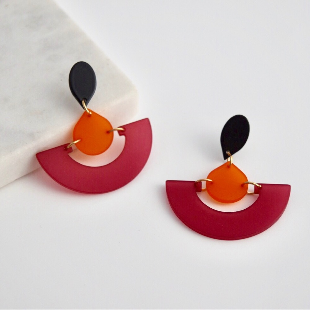 Geometric Crescent Acrylic Earrings
